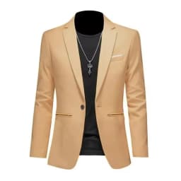 Men's Trendy Leisure Boutique Suit Jacket Autumn Casual Business Slim Fit Non-ironing Single Button Suit Solid Formal Blouse