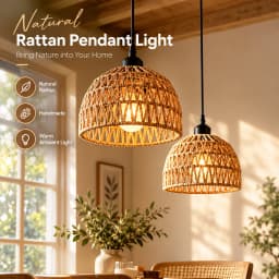 E27 Hemp Rope Woven Iron Pendant Lamp, Bulb Not Included, 1.2m Adjustable Hanging Wire for Kitchen Island Bar Corridor Decor