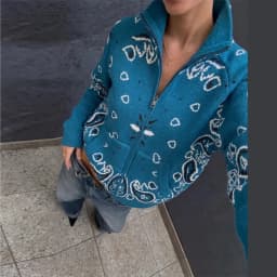 Fashion Knit Printed Sweater Women's Stand Collar Long Sleeve Zippers Vintage Style Cardigan 2026 Autumn New Lady Casual Top 
