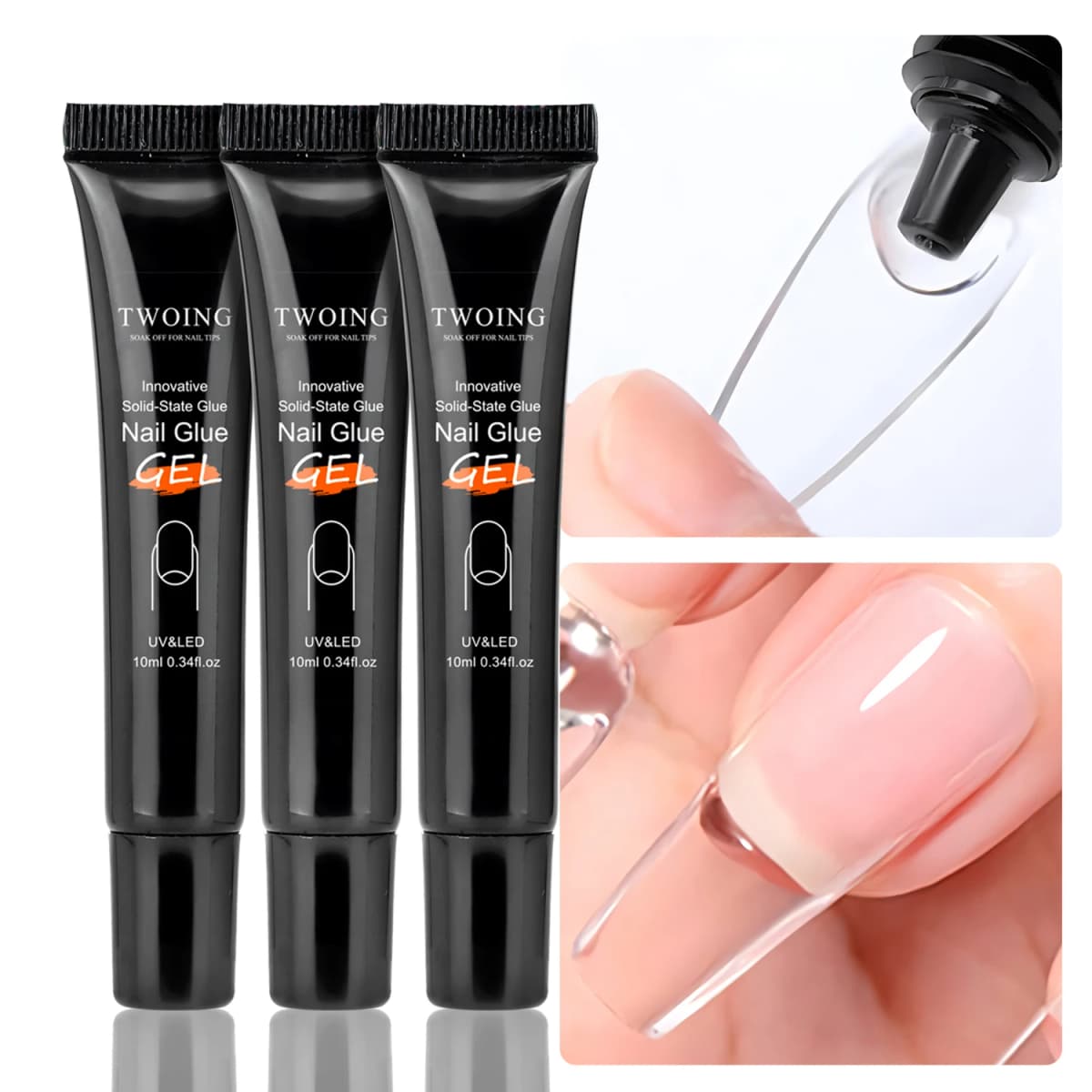 Solid Nail Glue Nail Tips Gel for Press On Nails,Acrylic Nail Gel for Manicure Extension,False Nails Adhesive Glue Long Lasting