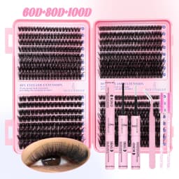 DIY Cluster Lashes Kit Individual Lashes 3D Faux Mink Lashes Wispy Eyelash Extension Soft Lashes Reuseable Makeup