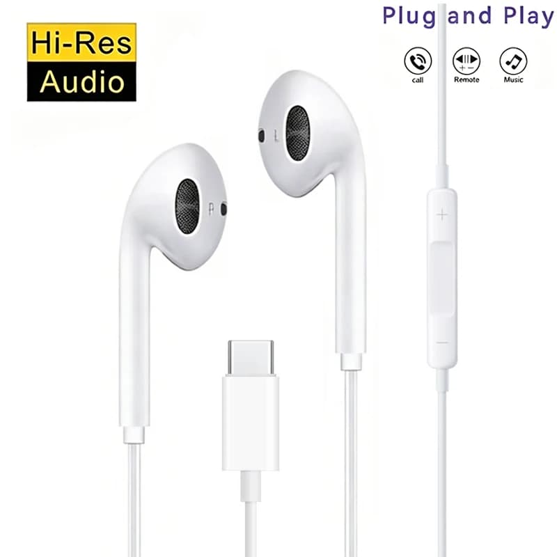 XK-High Definition Wired Earphone Type C In-Ear Control Portable Sport WiredHeadset With Mic Wired Headphones For Mobile Phones