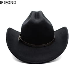 Vintage Western Cowboy Hat For Men's Gentleman Lady Jazz Cowgirl With Leather Wide Brim Cloche Church Sombrero Hombre Caps