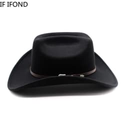 Vintage Western Cowboy Hat For Men's Gentleman Lady Jazz Cowgirl With Leather Wide Brim Cloche Church Sombrero Hombre Caps