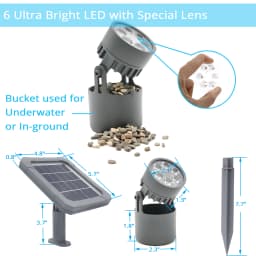 Solar Underwater Submersible Pond Light,Amphibious Solar Spotlight IP68 Outdoor Landscape Lamp Auto ON/Off for Garden