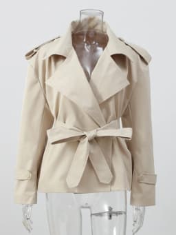 Women Waist Cinching Windbreaker Fashion Solid Laple Neck Button Long Sleeve Single-breasted Coats 2026 Lady Street Solid Jacket