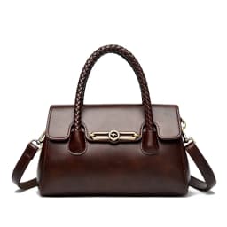 Woven Handle High Quality Leather Women Top-handle Shoulder Bags Retro Casual Totes Latest Trendy Lock Designer Handbag Small