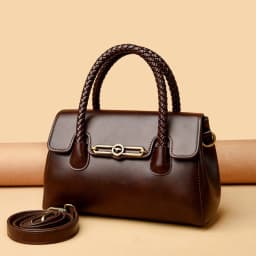 Woven Handle High Quality Leather Women Top-handle Shoulder Bags Retro Casual Totes Latest Trendy Lock Designer Handbag Small