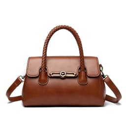 Woven Handle High Quality Leather Women Top-handle Shoulder Bags Retro Casual Totes Latest Trendy Lock Designer Handbag Small