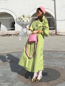 Women Green Oversized Belt Overcoat Elegant Long Sleeve Pleated Lapel Lace Up Windbreaker Autumn Lady Daily Street Outerwear