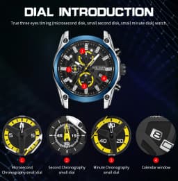 MEGIR Original Blue Sport Watch for Men Luxury Military Quartz Chronograph Clock Luminous Big Dial Wristwatch Montre Homme 2144