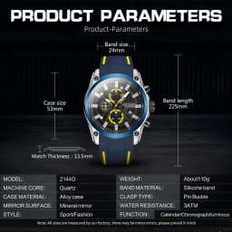MEGIR Original Blue Sport Watch for Men Luxury Military Quartz Chronograph Clock Luminous Big Dial Wristwatch Montre Homme 2144