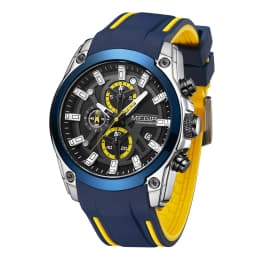 MEGIR Original Blue Sport Watch for Men Luxury Military Quartz Chronograph Clock Luminous Big Dial Wristwatch Montre Homme 2144