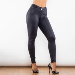 Shascullfites Women's Black Yoga Leggings Super Stretchable Breathable Crackle Coated Middle Lift Shaping Gym Pants