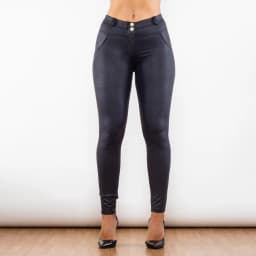 Shascullfites Women's Black Yoga Leggings Super Stretchable Breathable Crackle Coated Middle Lift Shaping Gym Pants