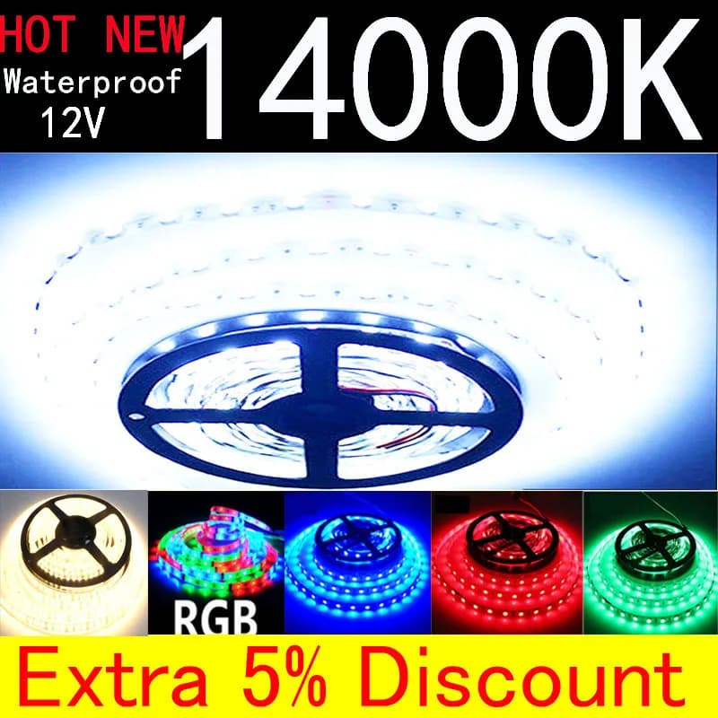 Waterproof 12V LED Strip Light 60 LED/m Warm White Flexible LED Strip Light 1m 2m 3m 4m 5m Replacement for 5050 RGB Black PCB