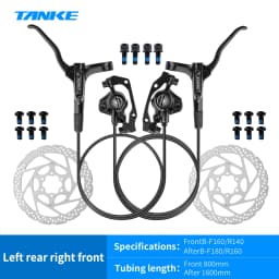 TANKE MT200 Bike Hydraulic Disc Brake MTB Brake BL BR 800/1600mm Bicycle Brake 2 Piston 3 Finger Steel Lever Bike Parts Upgrade