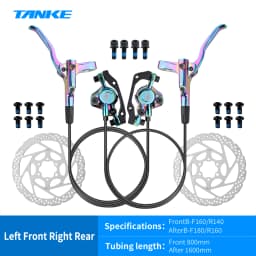 TANKE MT200 Bike Hydraulic Disc Brake MTB Brake BL BR 800/1600mm Bicycle Brake 2 Piston 3 Finger Steel Lever Bike Parts Upgrade