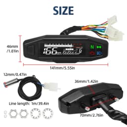 Motorcycle Speedometer 0-12000RPM Tachometer Voltage Gauge 1-6 Gear Meter Odometer Instrument For 12V Motor Waterproof Universal