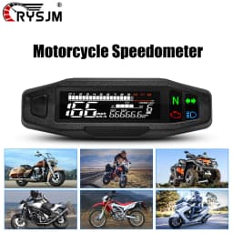 Motorcycle Speedometer 0-12000RPM Tachometer Voltage Gauge 1-6 Gear Meter Odometer Instrument For 12V Motor Waterproof Universal