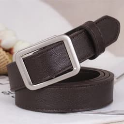 Square Metal Buckle Belt For Men Women Non-hole Korean Wild PU Leather Long Waistband Solid Color Decoration Jeans Pants Strap