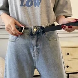 Square Metal Buckle Belt For Men Women Non-hole Korean Wild PU Leather Long Waistband Solid Color Decoration Jeans Pants Strap