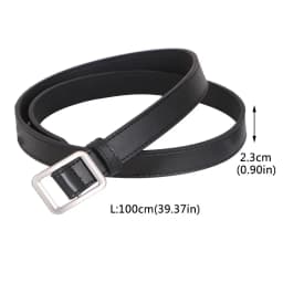Square Metal Buckle Belt For Men Women Non-hole Korean Wild PU Leather Long Waistband Solid Color Decoration Jeans Pants Strap