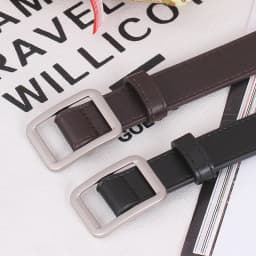 Square Metal Buckle Belt For Men Women Non-hole Korean Wild PU Leather Long Waistband Solid Color Decoration Jeans Pants Strap