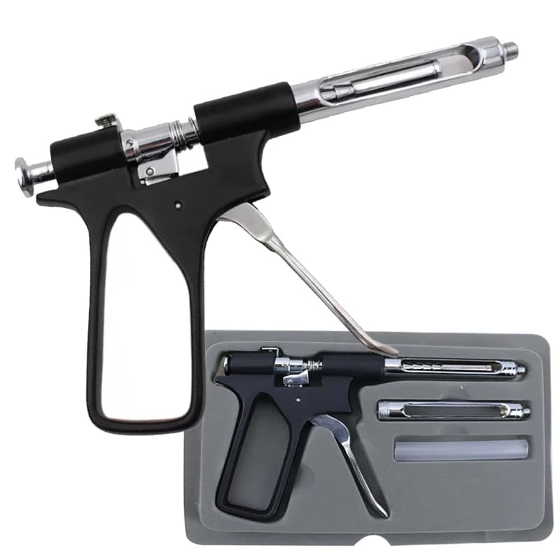 1 Set Stainless Steel Dental Gun Syringe Gun Type Press Type  Anesthetic Syringe With 2 Tips Dental Surgical Instruments