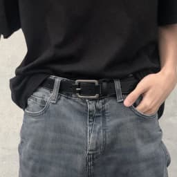 New Rectangle Pin Buckle PU Leather Belt For Men Women All-match Black Adjustable Long Waist Belts Unisex Jean Pants Straps