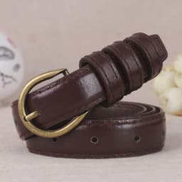 New PU Leather Thin Belt For Women Men Retro Bronze Pin Metal Buckle Waist Belt Jeans Pants Adjustable Decorative Straps Girdle