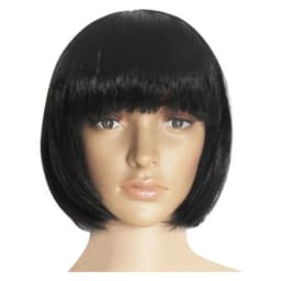 Wigs for Women Short Wavy Bob Black Wig with Bangs Synthetic Hair Wigs for Daily Heat Resistant Fiber Black Cosplay Party Wig