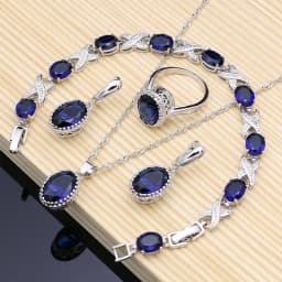 Natural 925 Silver Jewelry Purple Cubic Zirconia White Crystal Jewelry Sets  Women Earrings/Pendant/Necklace/Rings/Bracelet