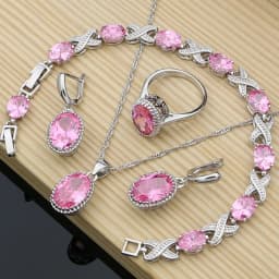 Natural 925 Silver Jewelry Purple Cubic Zirconia White Crystal Jewelry Sets  Women Earrings/Pendant/Necklace/Rings/Bracelet