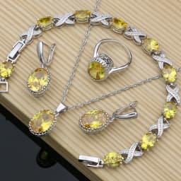 Natural 925 Silver Jewelry Purple Cubic Zirconia White Crystal Jewelry Sets  Women Earrings/Pendant/Necklace/Rings/Bracelet