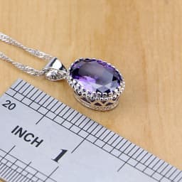 Natural 925 Silver Jewelry Purple Cubic Zirconia White Crystal Jewelry Sets  Women Earrings/Pendant/Necklace/Rings/Bracelet