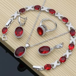 Natural 925 Silver Jewelry Purple Cubic Zirconia White Crystal Jewelry Sets  Women Earrings/Pendant/Necklace/Rings/Bracelet