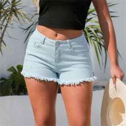 Women Summer Split Tassel Trouser Legs Denim Shorts Vintage Broken Holes Three Quarter Pants Female Casual High Waist Mini Jeans