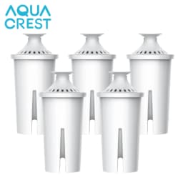 AQUA CREST CF06A Replacement for Brita® Filter, Brita® Water Pitchers and Dispensers, Classic OB03, Mavea® 107007, and More, NSF Certified Pitcher Water Filter, 5 Pack