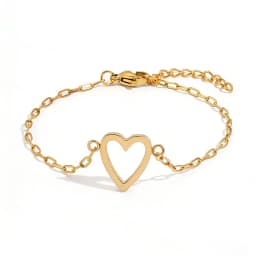 14k Stainless Steel Hollow Heart Bracelet for Women, Adjustable, Giving Heart-Shaped Jewelry Gifts to Girlfriends and Couples