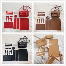 Customized DIY PU Leather Cambridge Bag Handmade Sewing Women Crossbody Shoulder Bag Handcrafted Semi-finished Kit Colorful