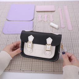 Customized DIY PU Leather Cambridge Bag Handmade Sewing Women Crossbody Shoulder Bag Handcrafted Semi-finished Kit Colorful