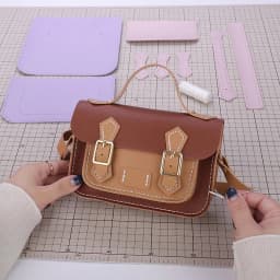 Customized DIY PU Leather Cambridge Bag Handmade Sewing Women Crossbody Shoulder Bag Handcrafted Semi-finished Kit Colorful