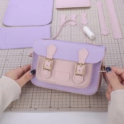 Customized DIY PU Leather Cambridge Bag Handmade Sewing Women Crossbody Shoulder Bag Handcrafted Semi-finished Kit Colorful