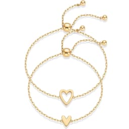 2/3pcs 14K Gold Plated Stainless Steel Matching Heart Solitaire Bracelet Set for Women Mother Daughter Friendship jewelry gifts
