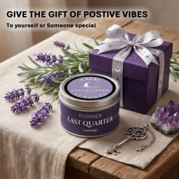 Waning Moon Scented Candle Soy Wax Lavender Scented Candles Silver Tin with Purple Crystal Chips Bestfriend Gifts Gift for Woman