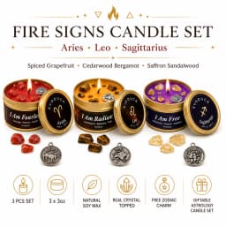 12 Zodiac Candles Set Astrology Scented Soy Candles with Healing Crystal Gemstones 3oz Tin Affirmation Meditation Gift for Women