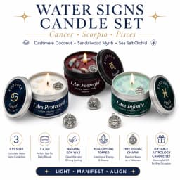 12 Zodiac Candles Set Astrology Scented Soy Candles with Healing Crystal Gemstones 3oz Tin Affirmation Meditation Gift for Women