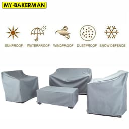 Size 68 Silver Oxford Cloth Patio Furniture Cover, Waterproof Rain & Dust Protector for Rattan Table, Chairs & Sofa Set
