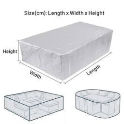 Size 68 Silver Oxford Cloth Patio Furniture Cover, Waterproof Rain & Dust Protector for Rattan Table, Chairs & Sofa Set